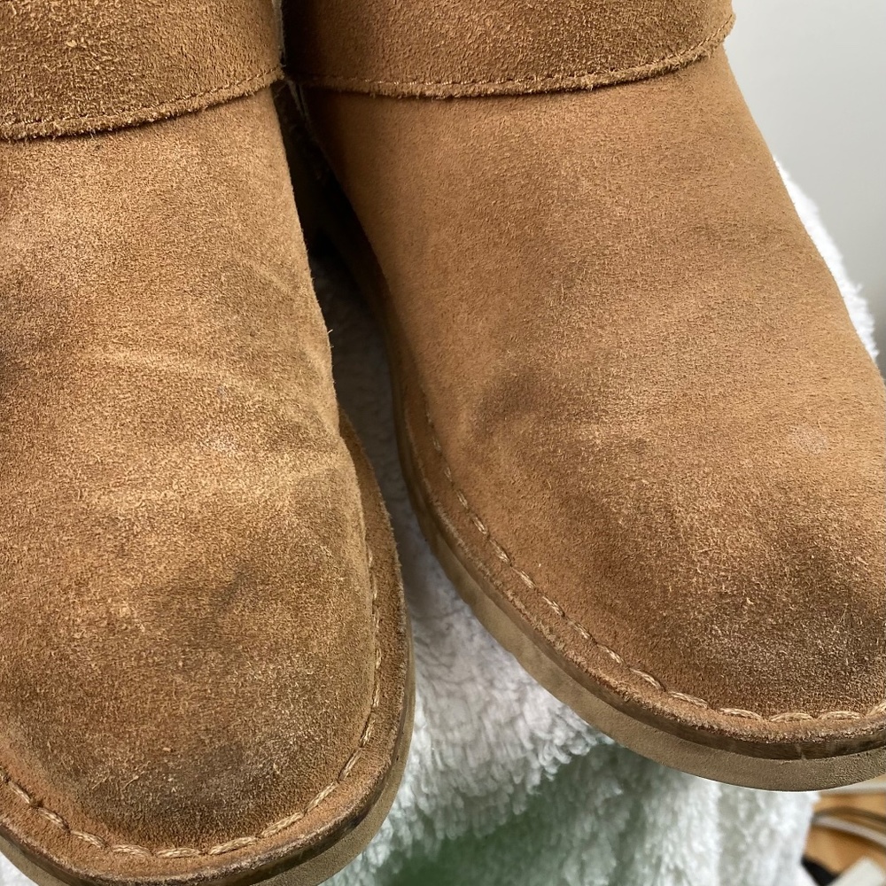 UGG Zariyah Boots Bootie Womens 6 Fold Down Shearling Suede Tan Brown - Picture 7 of 11